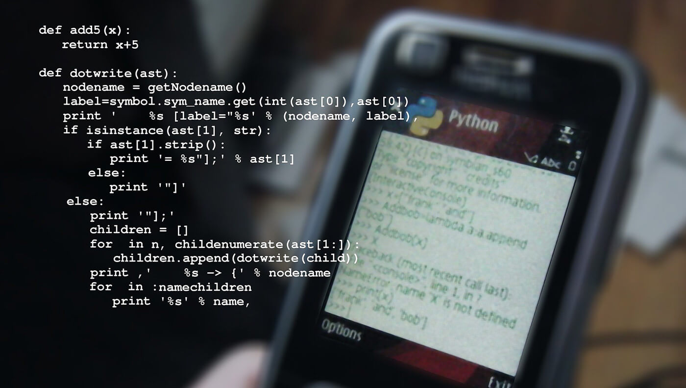 An image of a device running Python code