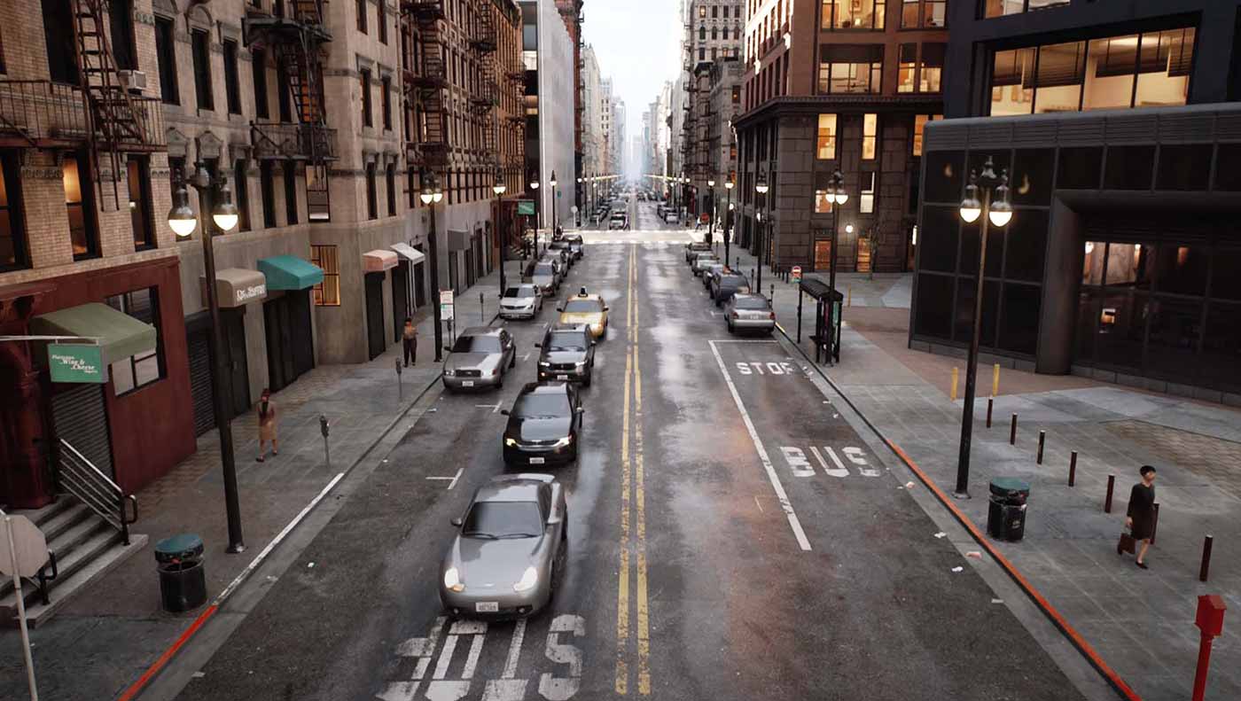 Unreal Engine Video Game Production Engine being used for Film and TV production - demo shot from Playable Matrix Demo for PS5 and Xbox Series X